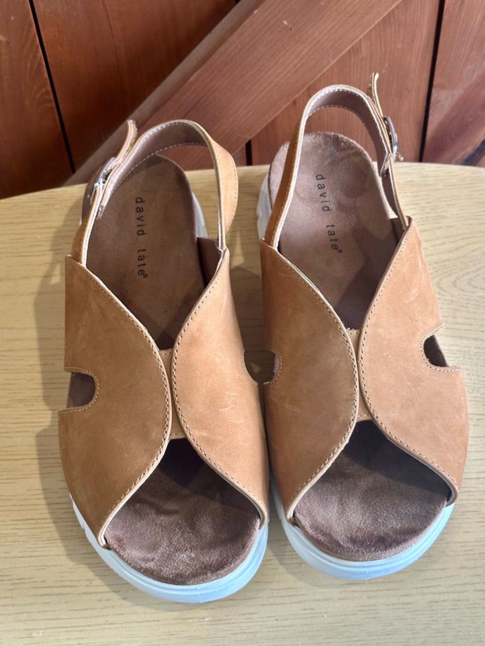 David Tate Cognac Suede Slingback Sandals
